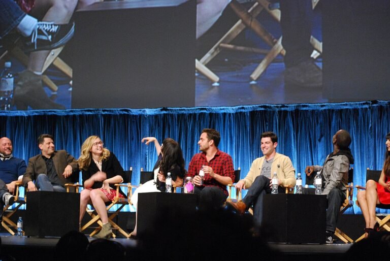 The cast of New Girl: Zooey Deschanel, Jake Johnson, Max Greenfield, Lamorne Morris and co-stars